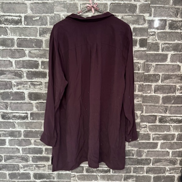 J. Jill button down blouse burgundy maroon button down shirt top - Picture 8 of 8